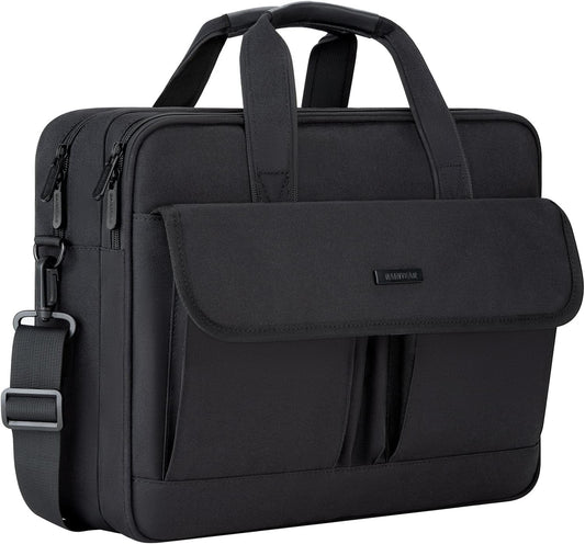 RAINYEAR 15.6 Inch Laptop Messenger Bag Laptop Briefcase with Pockets for Men, Protective Large Capacity Business Work Laptop Carrying Case Shoulder Bag for Computer Notebook PC, Black