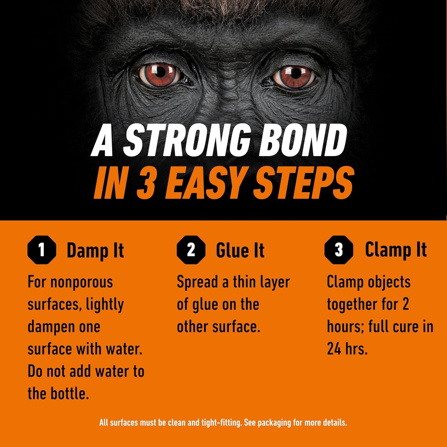 Gorilla Original Gorilla Glue, Brown, Waterproof Polyurethane Glue, 8 Ounce (Pack of 1) - Expands Into Materials, All Purpose