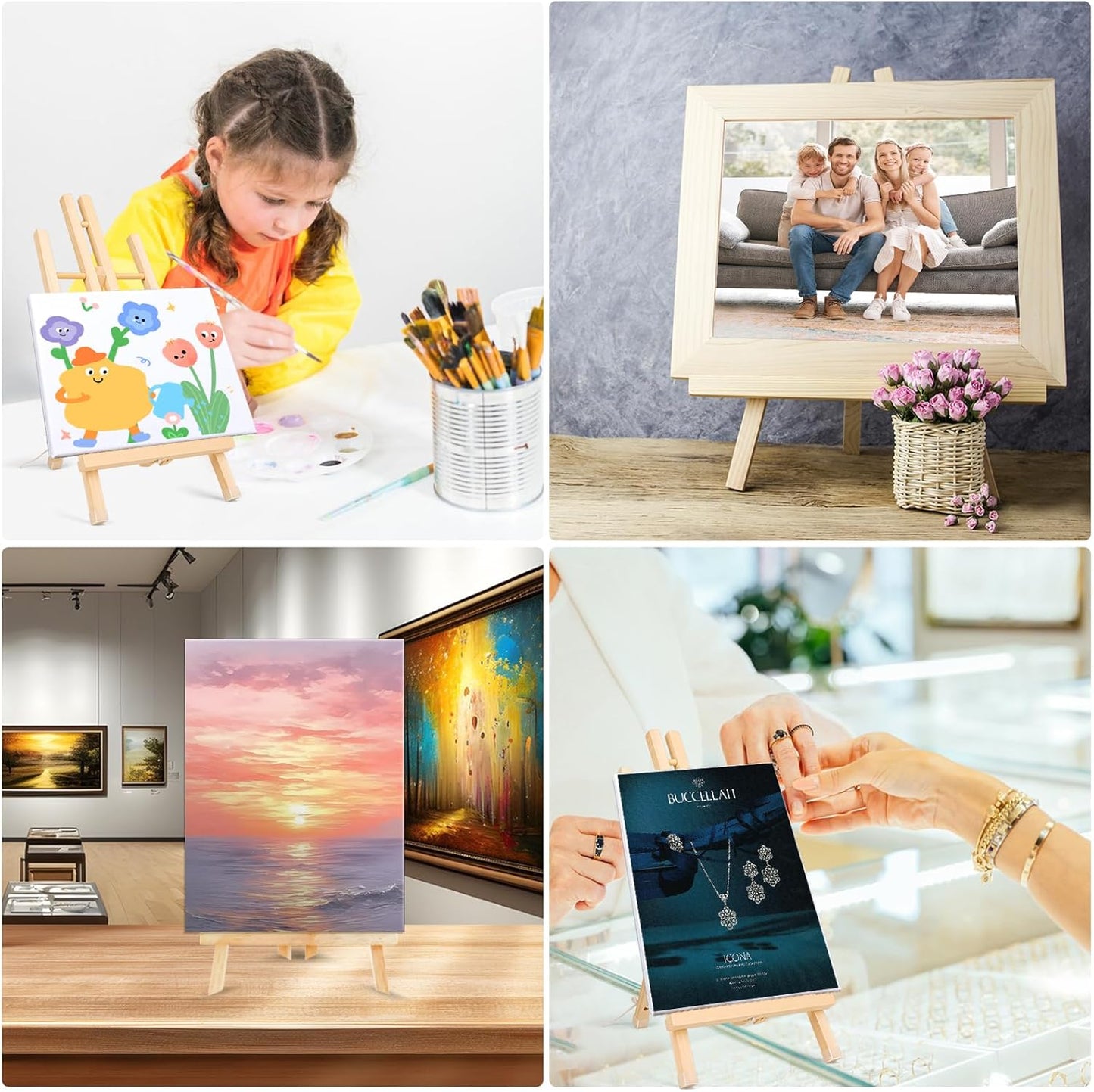 AROIC 15In Wood Easels, Easel Stand for Painting Canvases, Tripod Art Easel, Painting Party Easel, Kids Student Tabletop Easels for Painting, Portable Canvas Photo Picture Sign Holder （16PCS）