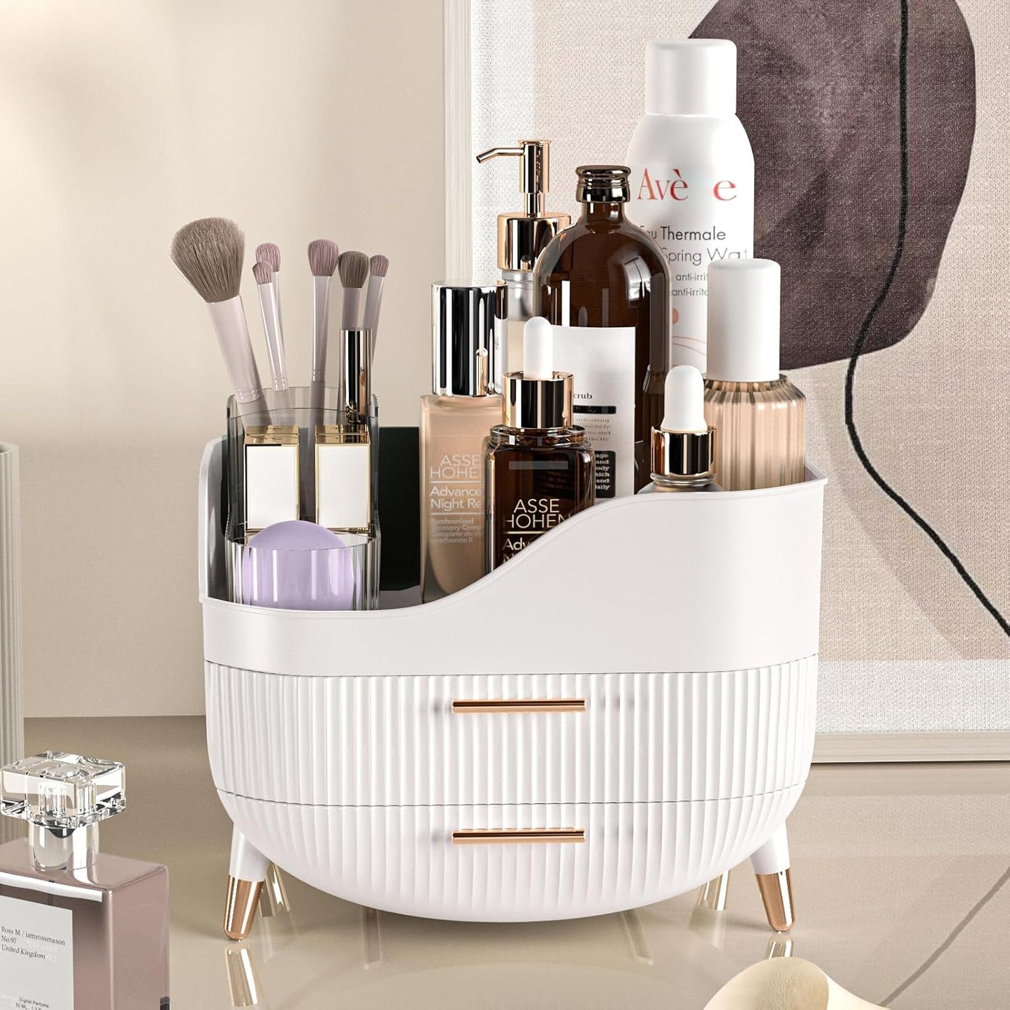 Makeup Organizer with Drawers,Skincare Organizer for Vanity,Storage Box with Handle,Large Cosmetic Display case for Dresser, Bathroom Countertop