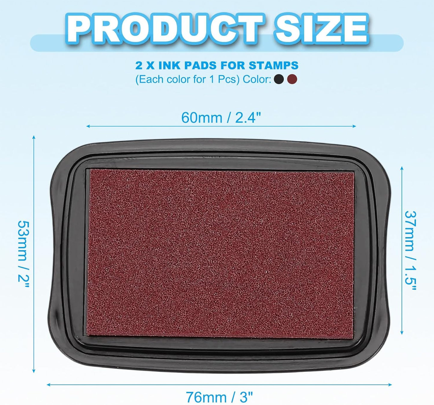 PATIKIL 3"x2" Large Stamp Pad, 2Pcs Washable Craft Ink Pad for Rubber Stamp Card Making Stamping Scrapbook Fingerprint Handprint, Dark Copper/Black