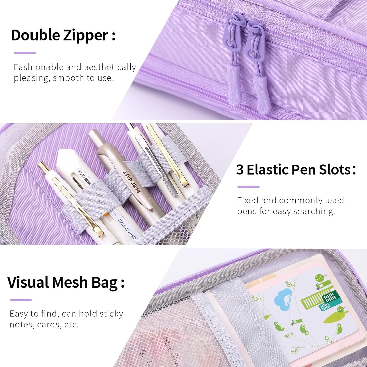 CICIMELON Large Pencil Case Big Storage Pen Pouch Bag with Compartment for School Supplies Office College Teen Boys Girls Adults, Upgraded Purple