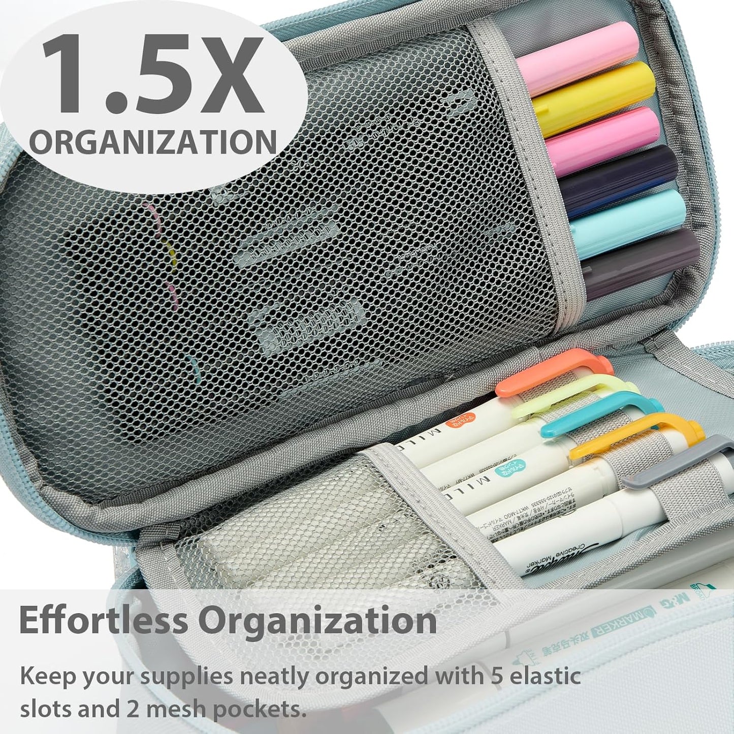 Pencil Case Pouch Box Bag School Supplies Girls Boys Kids, Cute Preppy Stuff Large Big Capacity Aesthetic Pen Organizer, Back to College Stationary, Pink, Classic Stlye, 1800ml