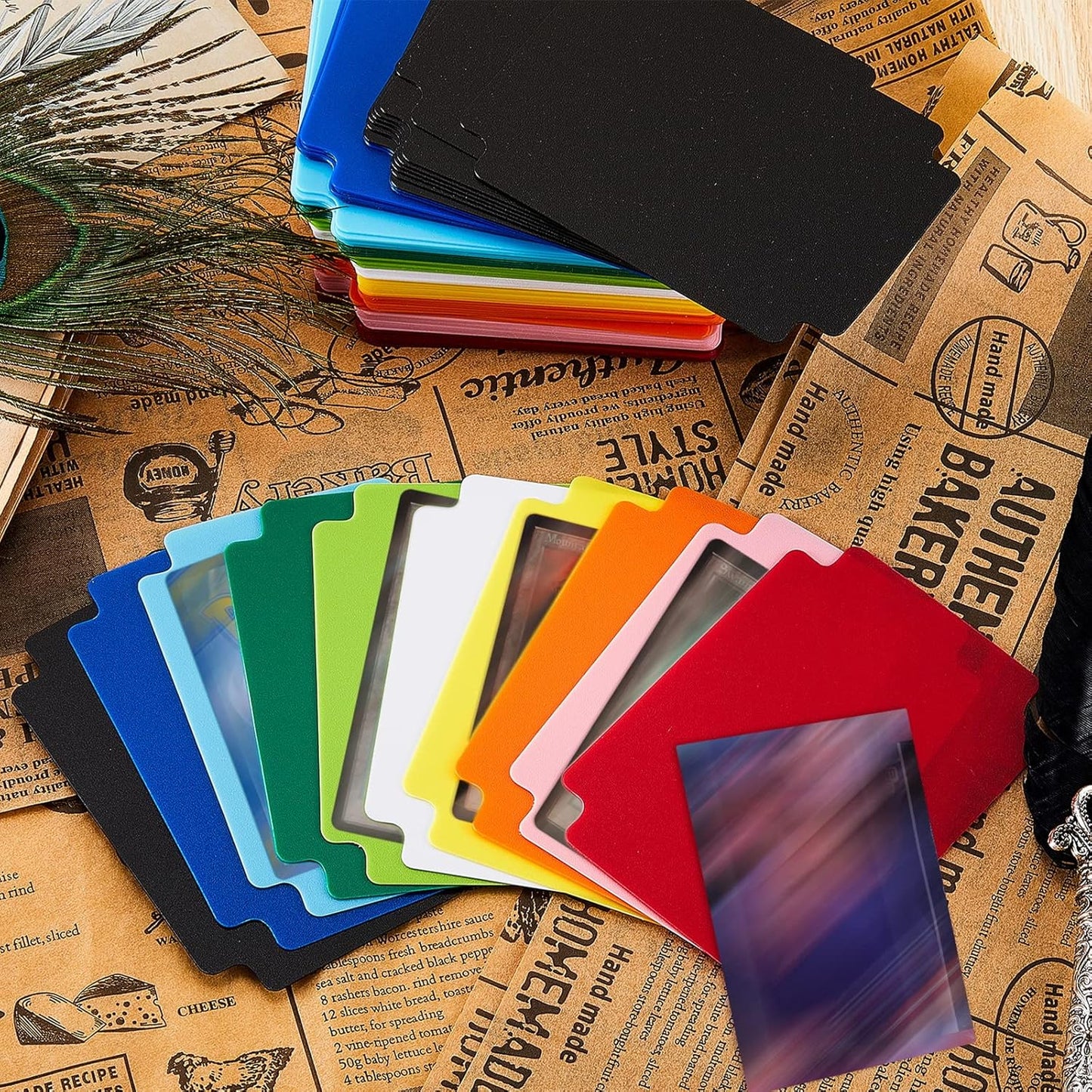Lewtemi 450 Pcs Trading Card Dividers Page Dividers with Tabs Plastic Playing Sports MTG Card Separators with Side Labels for Games Sports(Cute Color)