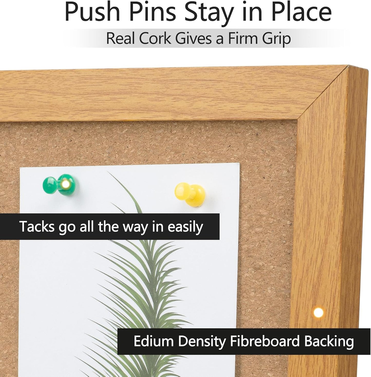 Board2by 2 Pack Cork Board Bulletin Board 20" x 30", Wood Framed Corkboards for Wall Decor, Hanging Office Message Board, Wall Mounted Notice Pin Board with 30 Push Pins for School, Home & Office